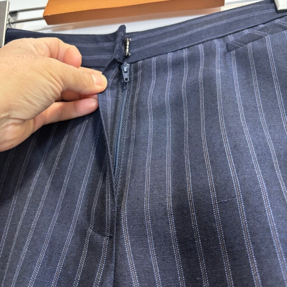 Portfolio Louben Size 12 Navy Blue Pinstripe Dress Pants Career Office Trousers - Picture 3 of 15